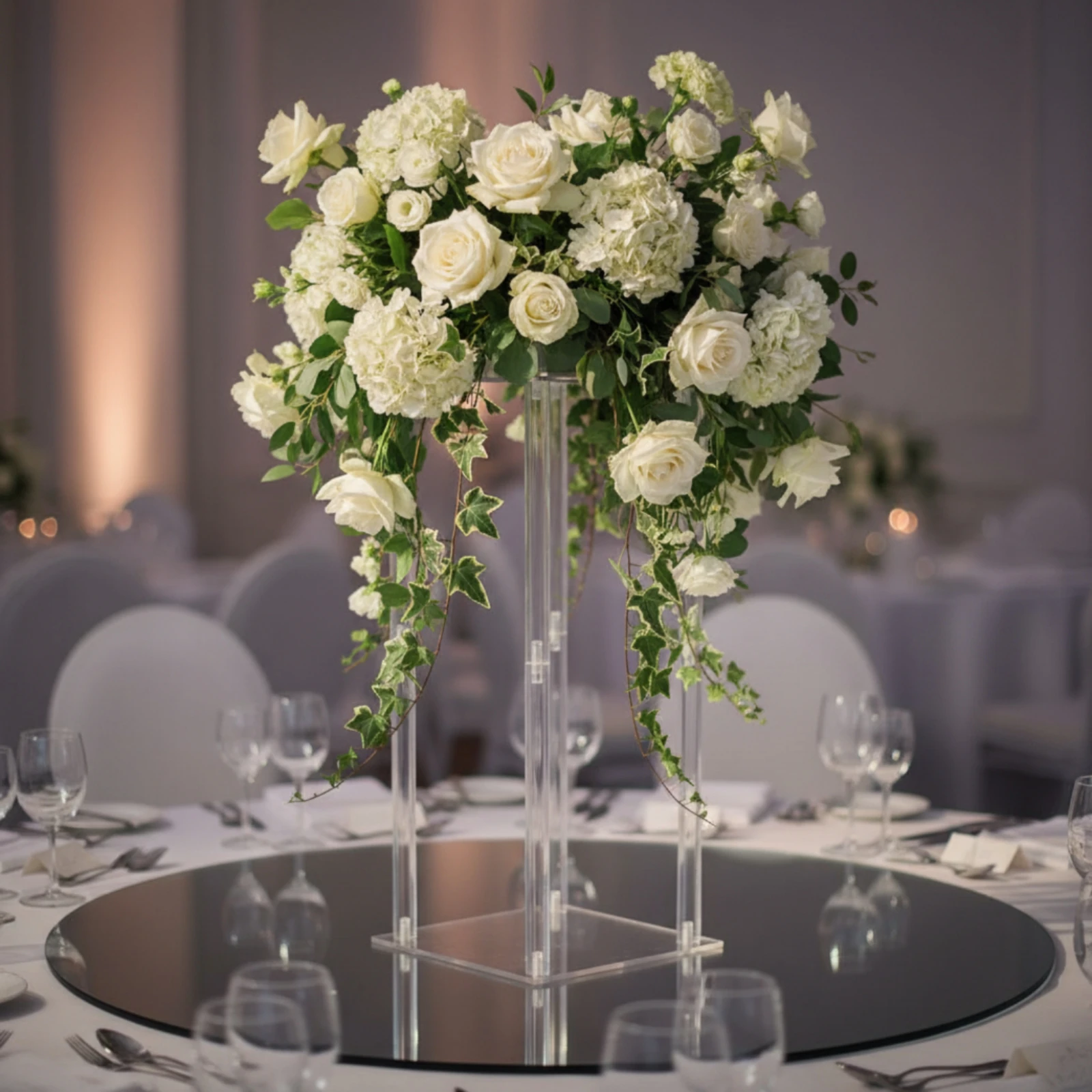 

Wedding Display Stand Elegant Acrylic Flower Stand Clear Display Riser Modern Design Stable Base for Ceremony, Reception