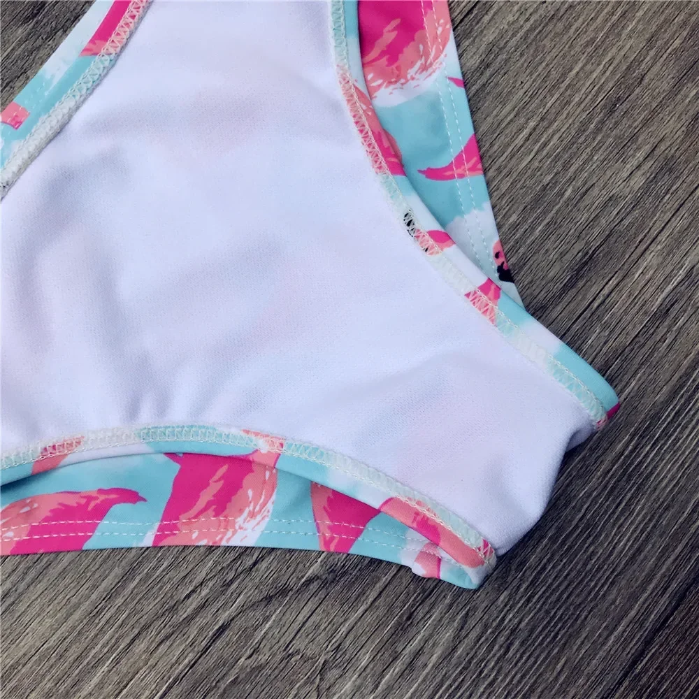 Girls Bikini Cute Flamingo Print Two Piece Beachwear Child Split Swimwear Swimsuit Baby Bathing Suit For Kids Baby Girls Biquini