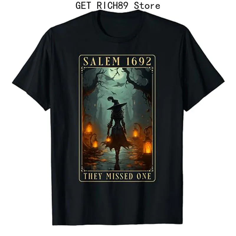 Salem-女性のハロウィーンのTwitchTシャツ、ホラーTシャツ、ウィッチとウィッカの衣装、秋の衣装トップ、1692、秋