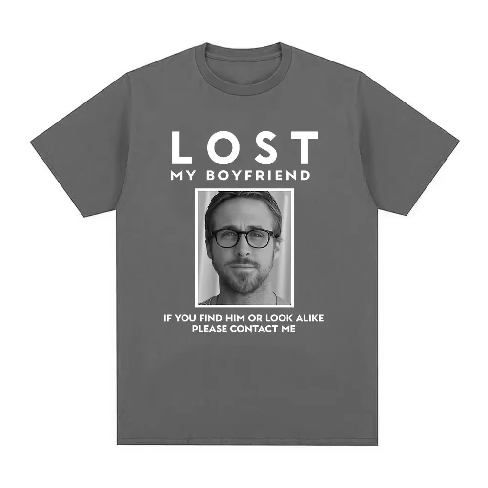 الرجال والنساء القطن عادية الجولة الرقبة المتضخم قصيرة الأكمام تي شيرت فقدت صديقي ريان جوسلينج نمط تي شيرت