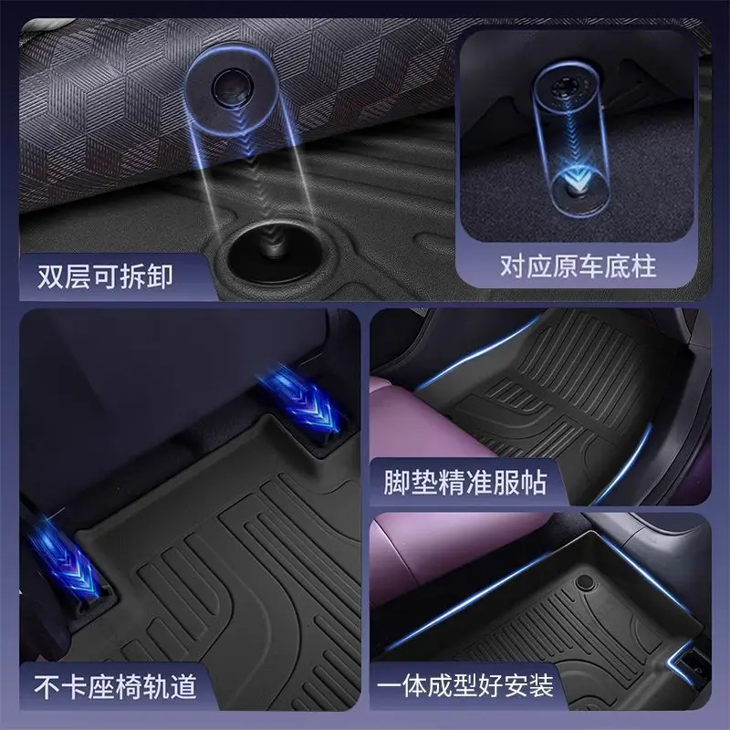 Full-surround TPE floor mats For Volvo EX30 2025-2026 five-seater vehicles, all-season universal anti-slip TPE floor mats