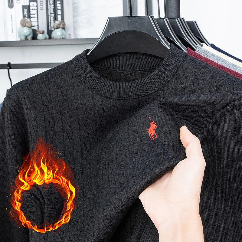 

Осень и зима, новый модный шерстяной свитер с круглым вырезом, маленькая лошадь, вязаный свитер с логотипом, топ, свитер, футболка с длинными рукавами