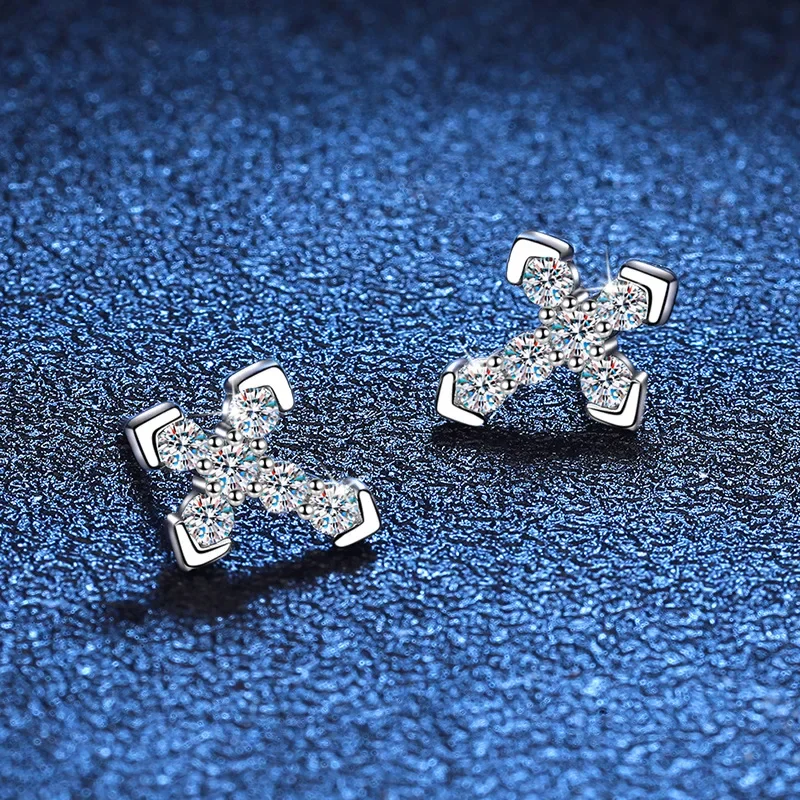 S925 sterling silver all diamond Mosang diamond earrings sterling silver fashion 36 point wedding jewelry wholesale