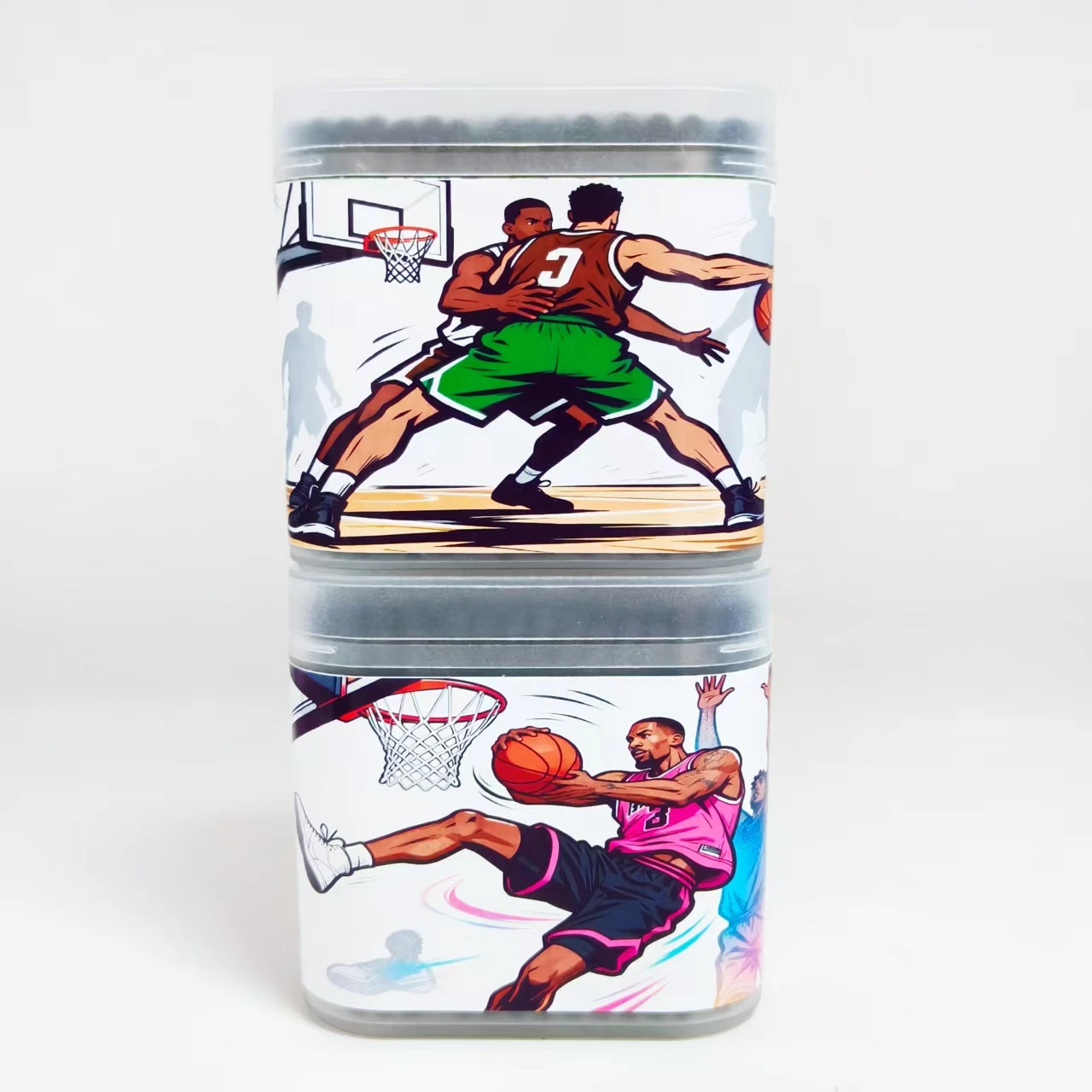 600 قطعة/1000 قطعة من أعواد القطن ذات موضوع كرة السلة باللون الأسود برأسين للضروريات اليومية أعواد قطنية