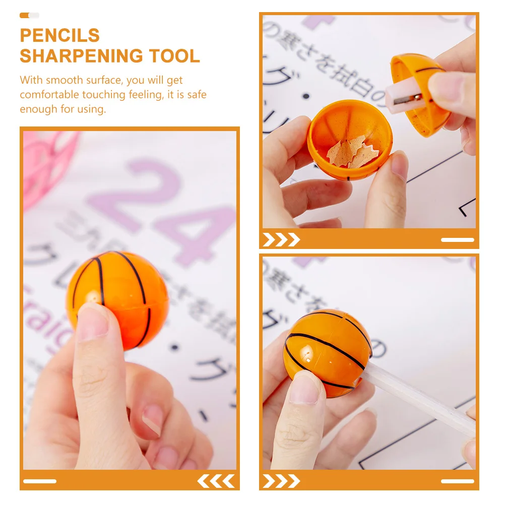 

16pcs Basketball Pencil Sharpener Student Stationery Metal Manual Pencils Sharpening Tool Small Design Long Term Use Safe