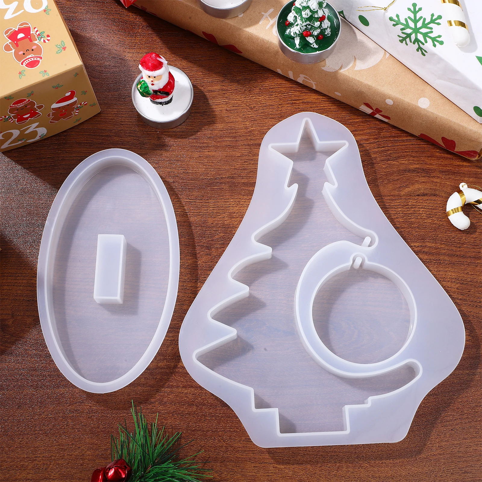 

1Set Silicone Christmas Tree Mold Heart Photo Frame DIY Epoxy Ornaments Holiday Decoration Epoxy Mold Silicone Molds for Crafts