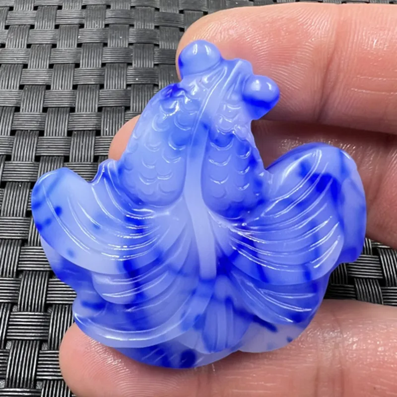 

Китайская Нефритовая синяя подвеска в виде золотой рыбки ручной работы, модные ювелирные изделия из бутика, ожерелье в виде рыбки для мужчин и женщин, подарок