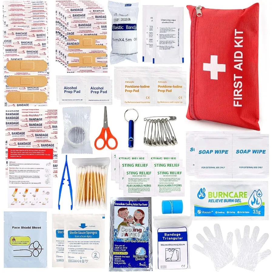

107Piece First Aid Kit for Home Car Travel Hiking Camping Boat Vehicle Sports Outdoor Survival Lightweight Compact Pocket Emerg