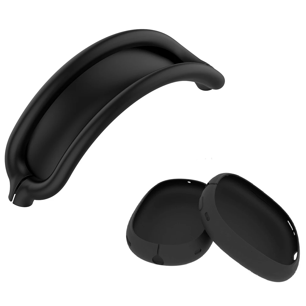 

1 Set Headphone Accessories Earphone Silicone Protective Case Scratch-Resistant Headband Cover for Max (Black)