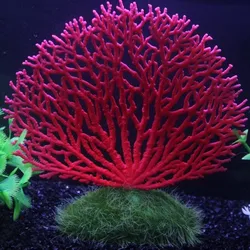 Fish Tank Decoration Underwater Landscape Ornament Artificial Coral Decor Red Anemone Aquatic Water Plants Aquarium Decoration