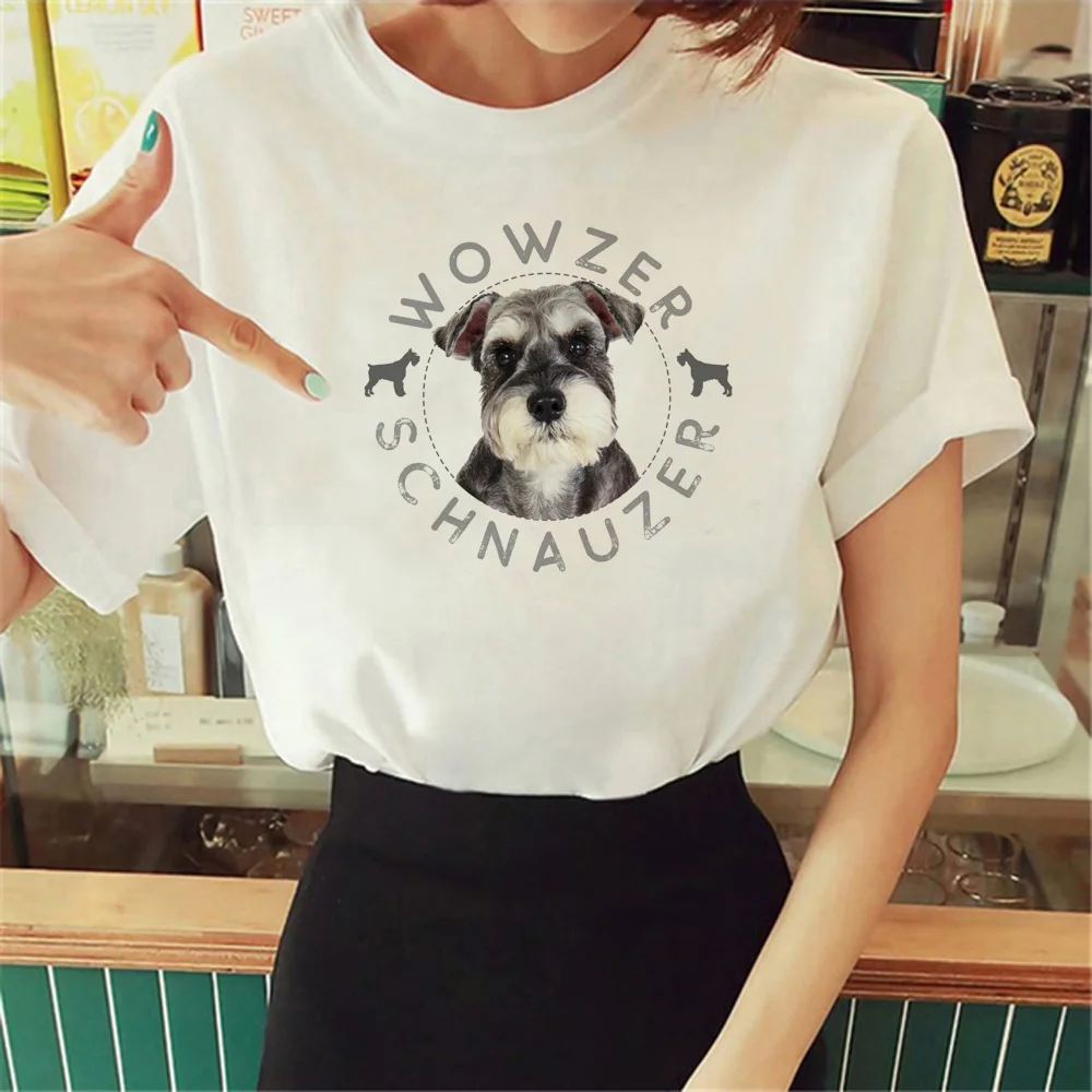 Schnauzer-女性向けデザイナーTシャツ,女性向け原宿服