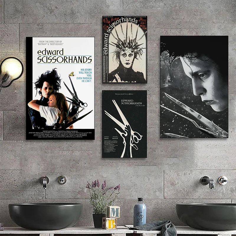 Edward Scissorhands Poster Classic Movie Vintage Posters and Prints Canvas Painting Wall Art Picture for Living Room Home Decor