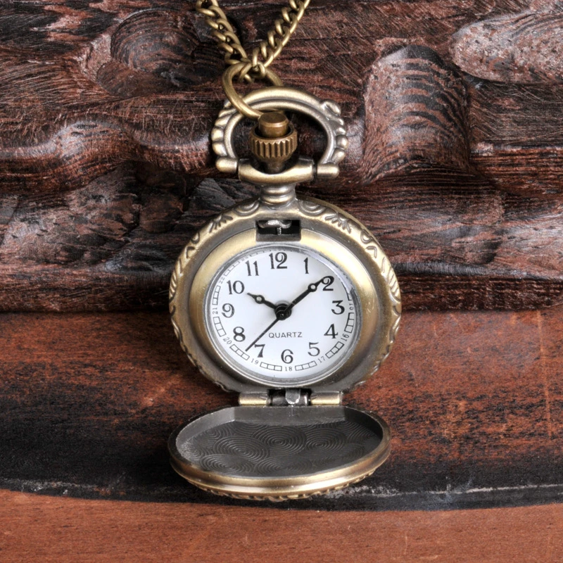 Vintage Crown Quartz Pocket Watch Men Women Necklace Chain Clock Dropshipping