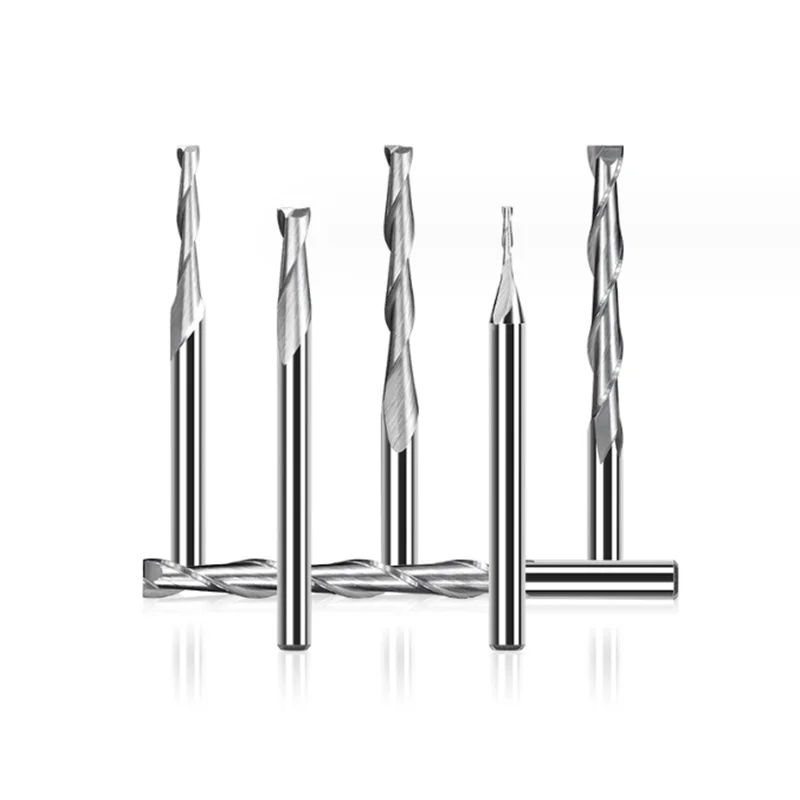 10pcs 2 Flute Flat Up Cut End Mill 3.175mm（1/8） Shank，Carbide CNC Router Engraving Bit  Spiral Router Bit for Wood