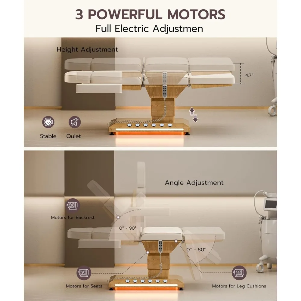 Fully  Electric Massage Table for Esthetician, Professional Treatment Table Facial Bed Used in Spa Beauty Salon