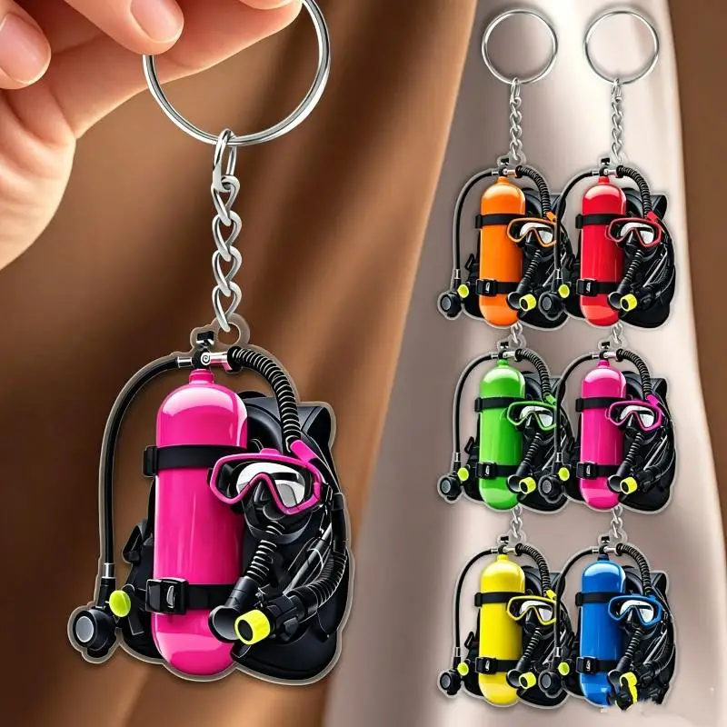 2D Flat Acrylic Creative Simulation Diving Equipment Keychain Fashion Backpack Decoration Fun Personalized Jewelry Gift