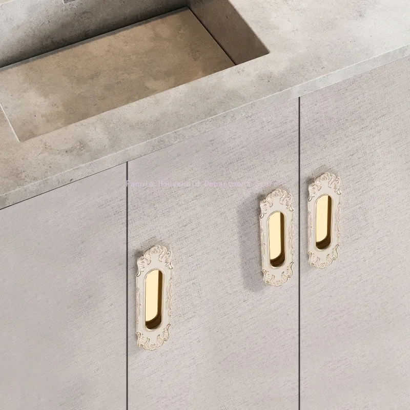 Vintage Tatami Hidden Door Handles Zinc Alloy Recessed Pulls European Cabinet Handle Bedroom  Handle Furniture