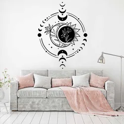 Magic Sun and Moon Wall Sticker Kids Room Playroom Celestial  Moon Phase Space Wall Decal Bedroom Classroom School Vinyl