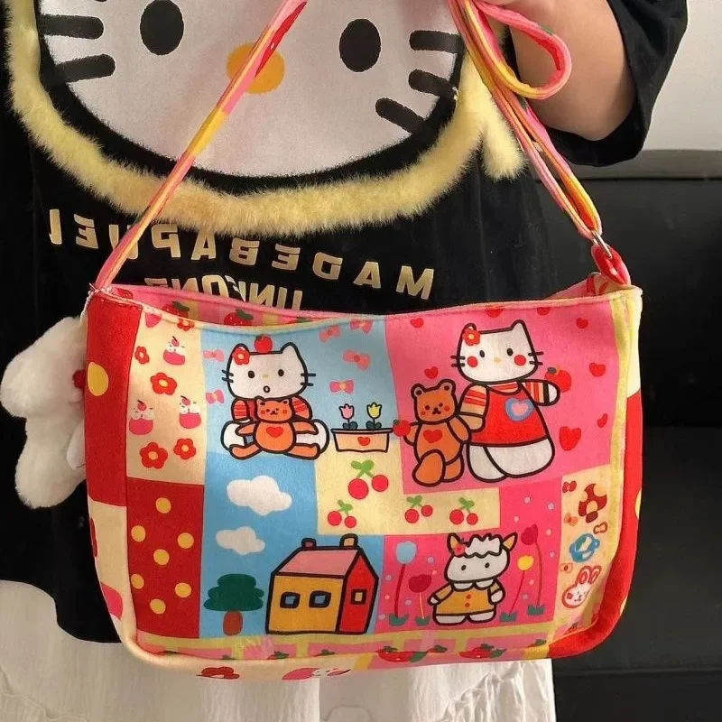 

Hello Kitty Anime Kawaii MINISO Ins Fashion Printed Crossbody Bag Cute Kt Cat Fashion Shoulder Bag Backpack Gifts for Girls