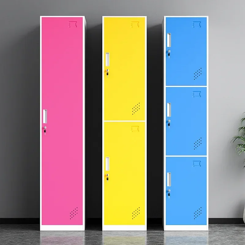 Color single-door locker, staff beauty salon, bathroom change wardrobe, iron storage with lock, gym storage cabinet