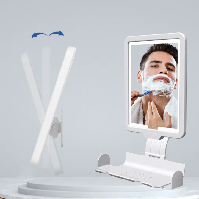 Heating anti-fog shaving bathroom mirror smart led light wall-mounted cosmetic mirror with light charging model