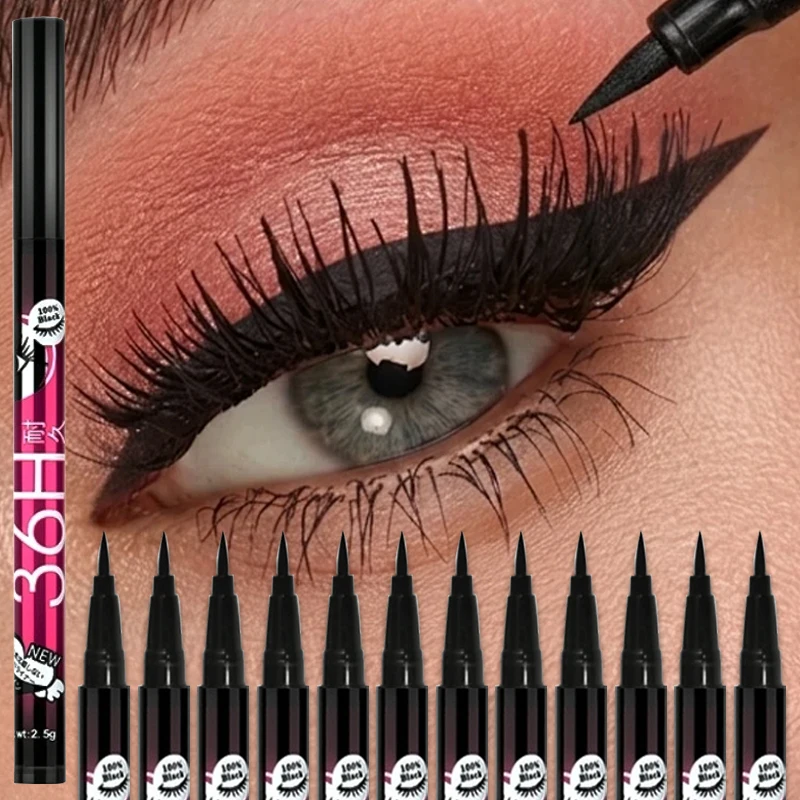 1/2/5 Stück glatter schwarzer flüssiger Eyeliner-Stift, ultrafeine Stiftspitze, Eyeliner-Stift, wasserfest, langlebig und für Anfänger geeignet, Make-up für Frauen