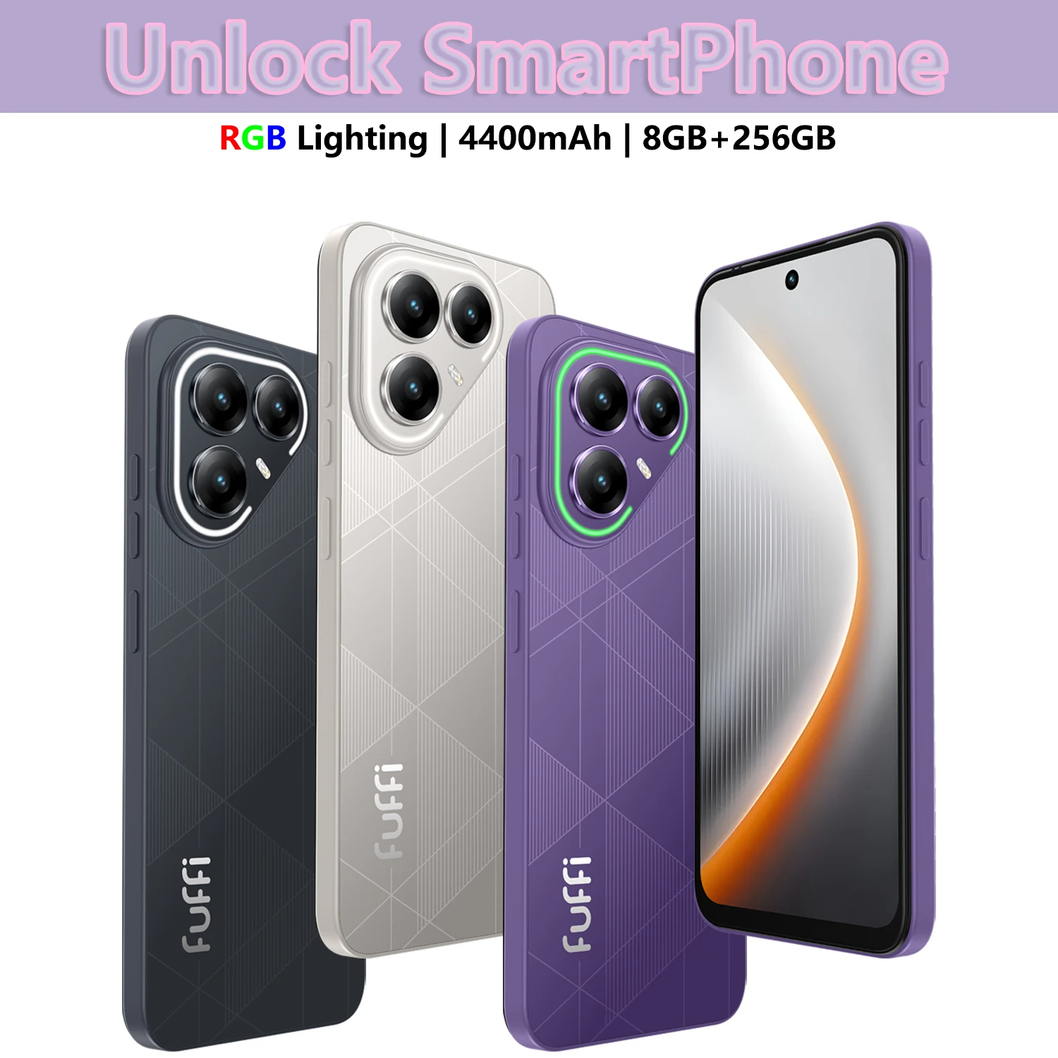 جديد RGB تأثير الإضاءة الهاتف المحمول فتح الهاتف الذكي أندرويد 12 6.67 بوصة شاشة ، 8 + 256GB 13 + 16MP 4400mAh لمتجر جوجل بلاي