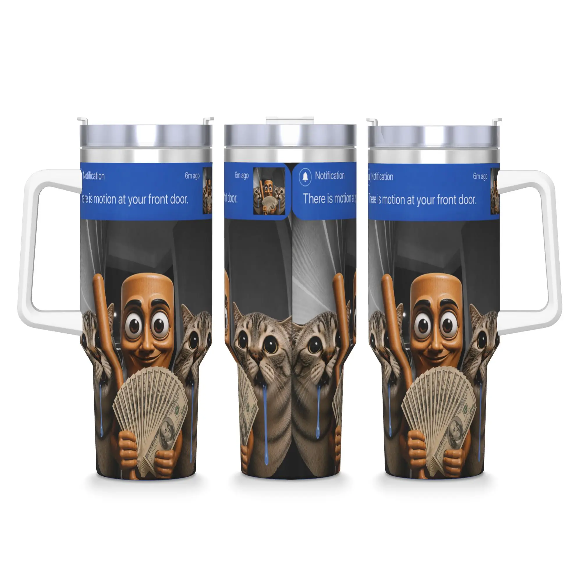 Stainless Steel Tumbler There is Motion at Your Front Door Tung Tung Sahur Cat Thermal Mug Heat Preservation Hot Drinks Car Mugs