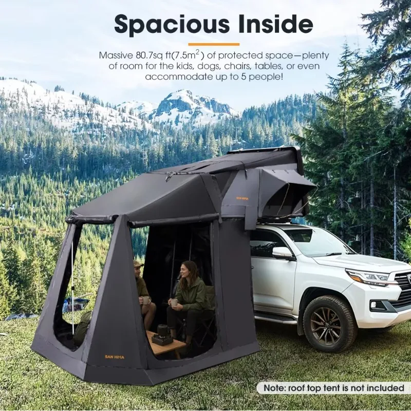 Quick Setup 4x4 Offroad Overland Camping Car Side Awning Oxford Fabric Roof Top Tent Annex for Car Roof Tent