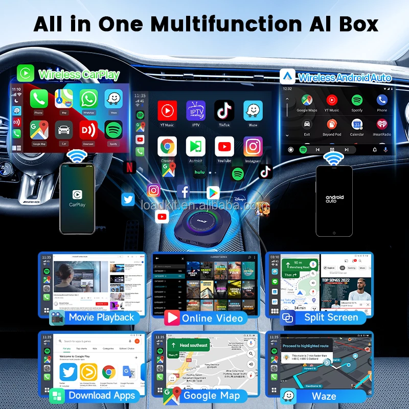 Moduł multimedialny Carlinkit Car Play Android Auto Adapter USB Smart Android Auto do fabrycznie montowanego CarPlay