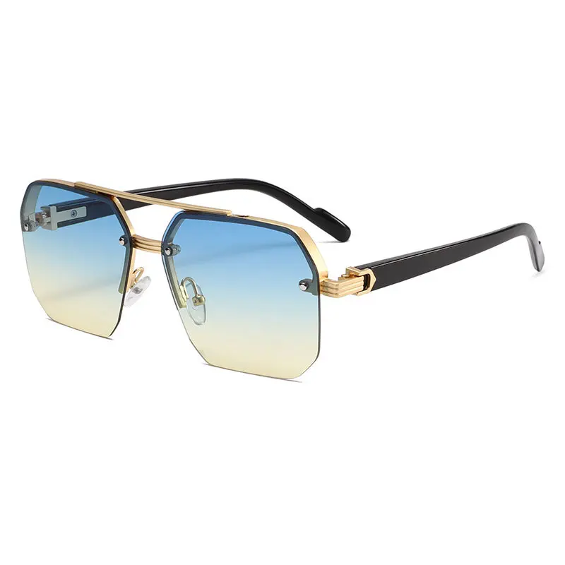 Fashion Oversized Eyewear Half-frame Sunglasses Men Vintage Gradient Casual Shades Outdoor Travel Sun Glasses Driving Eyeglasses