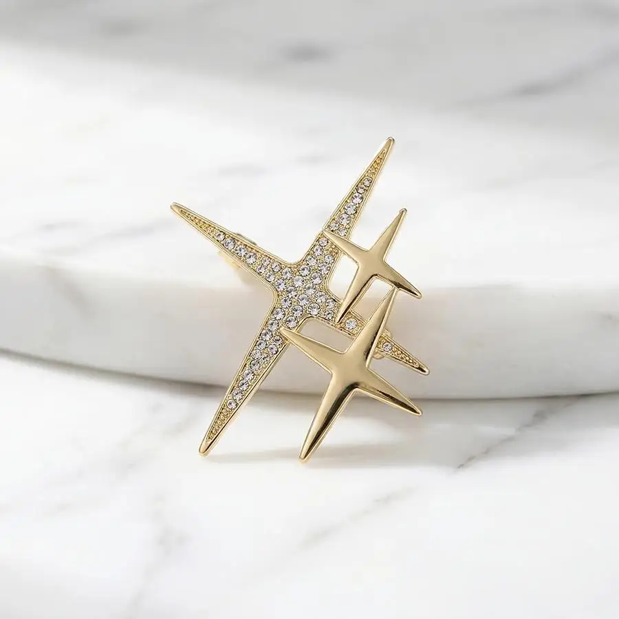 1/5/10/20/50/100pcs High-End Star Shaped Brooch Pin Shining Rhinestone Inlaid Lapel Pin for Women Dress Sweater Clothing Additio