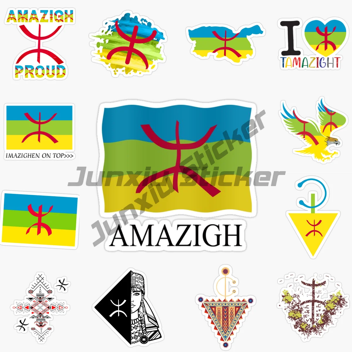 

AMAZIGH Berbers Kabyle наклейки с флагом для мотоцикла, ноутбука, автомобиля, внедорожника, виниловые самоклеящиеся автомобильные наклейки