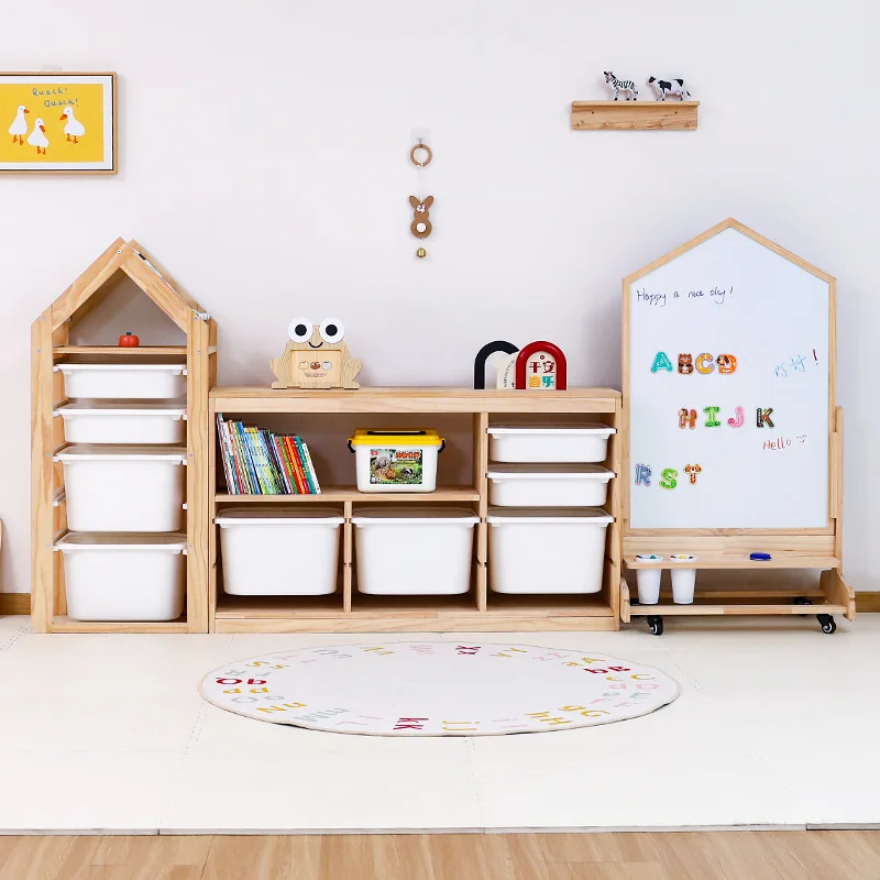 Children's toys solid wood storage cabinet multifunctional snacks picture book drawer cabinet floor multi-layer classification