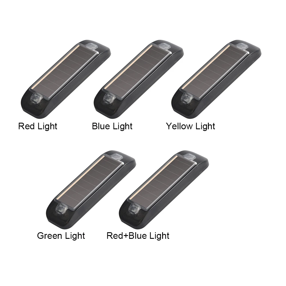 1Pc Red+Blue/Red/Blue/Green/Yellow Car Warning Light Grille Breathing Strobe Light 53*16*8mm Solar Flash For Cars/Motorcycles