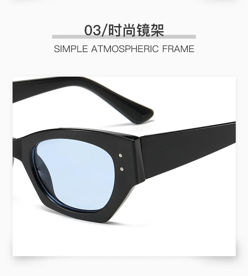 Vintage Kleine Niet Cat Eye Sonnenbrille Frauen Mode Marke Luxus Designer Polygon Sonnenbrille UV400 – Detail 6