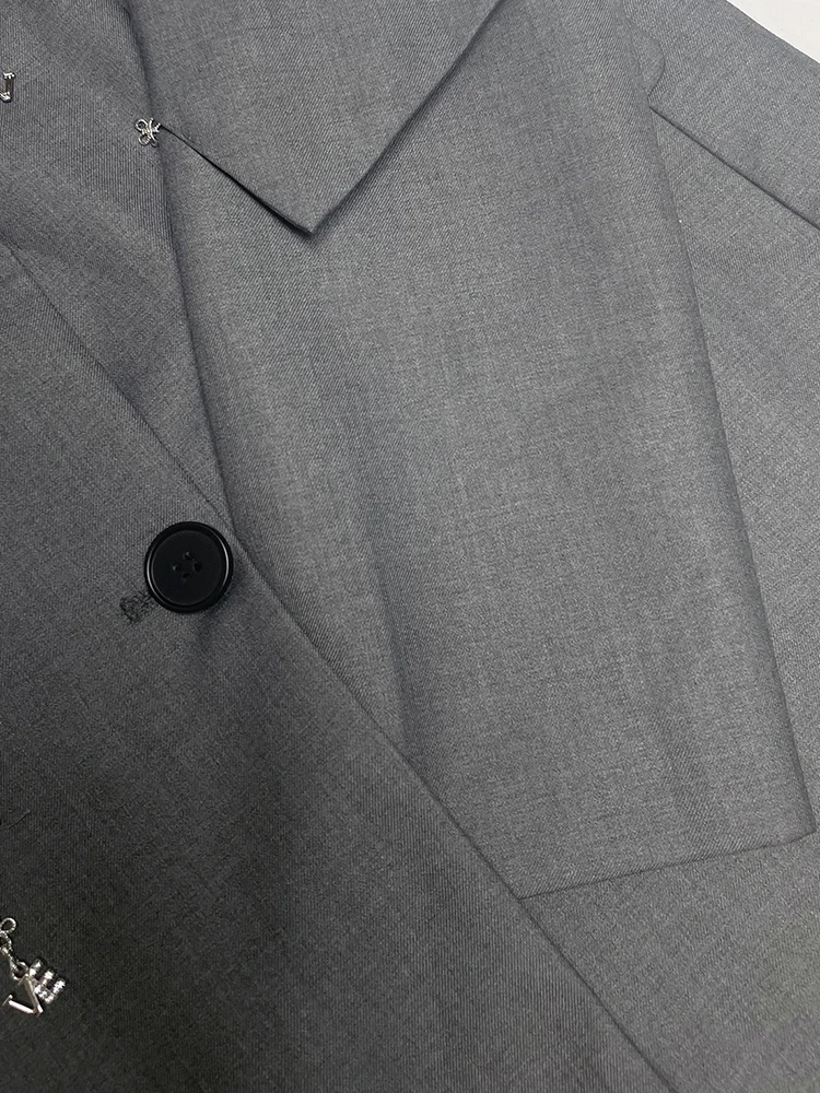 2024 Blazer con paillettes impiombate scava fuori per le donne collo dentellato manica lunga Patchwork bottone cappotti larghi marca di alta qualità