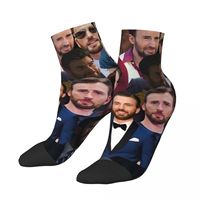 Chris Evans Photo Collage Socks Harajuku High Quality Stockings All Season Socks Accessories for Unisex Christmas Gifts