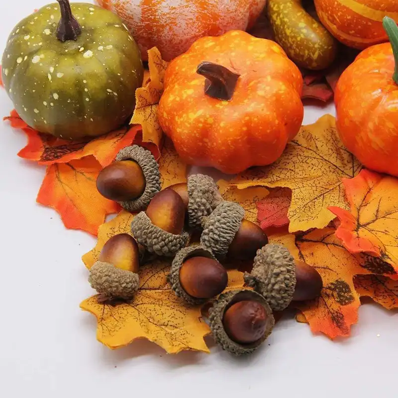 Mini Artificial Pumpkin Pine Cones Simulation Maple Leaves Halloween Pumpkin Thanksgiving Autumn Wedding Photo Props Decorations - Image 4