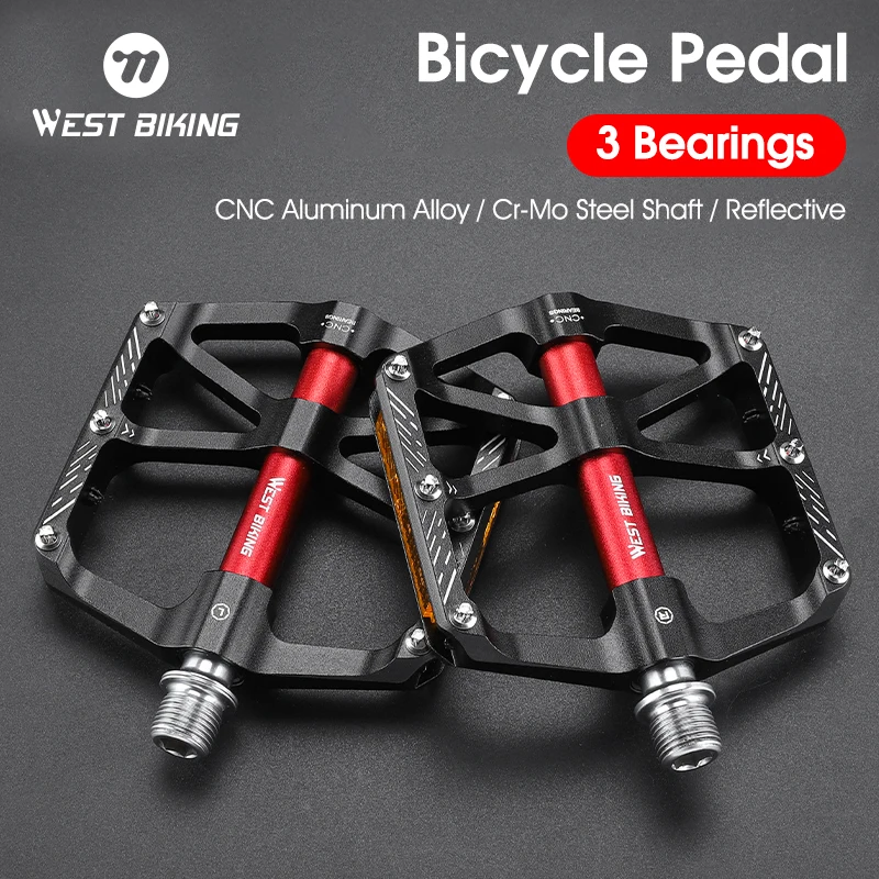 

WEST BIKING Bicycle Pedals 3 Bearings Aluminum Alloy Pedal Waterproof Mountain Road Bike Platform Cycling Bicycle Accessories