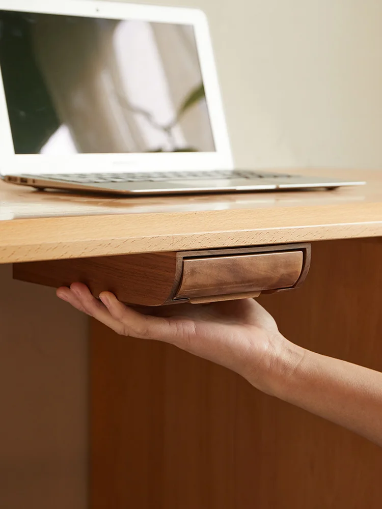  Wooden Desktop Organizer Box Office Workstation Invisible Drawer Style Storage Shelf No Drilling Required