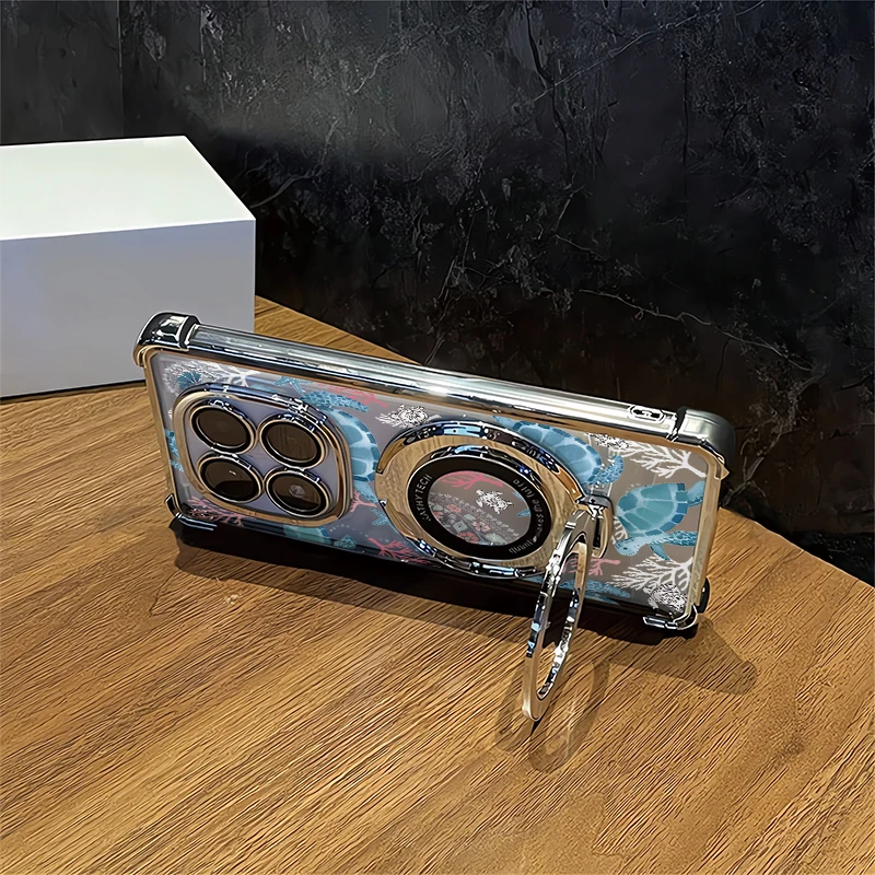 Transparent Phone Case For Xiaomi Poco X8 Pro Max M3 M4 Pro X7 X6 X5 X3 NFC M5S M7 Plus Shockproof Bracket Sea Turtle Cover - view 2