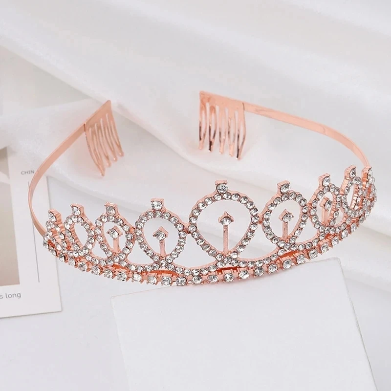 Miss Universe Tiara With Comb Bridal Heart Crown Girls Crystal Birthday Diadem For Pageant Women Wedding Hair Accessories