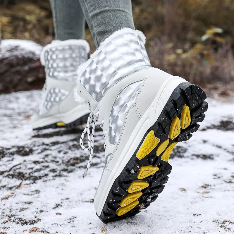 Bottines de randonnée imperméables pour femmes, chaussures chaudes en peluche non ald, plate-forme en coton, chaussures de neige en plein air, hiver, nouveau, taille 36-42