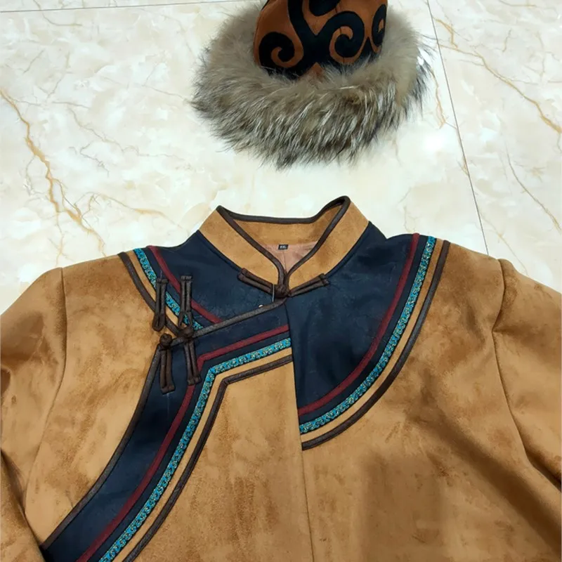 Outdoor women's warm and thickened ethnic-style men's coat with a roe deer horn hat photo clothing