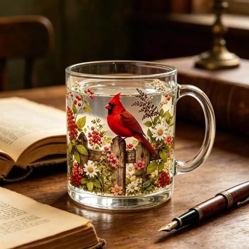 

Elegant Glasses Cup With Flower Designs Perfect For Office Desk And Home Decors 8Cm Diameter 10Cm Height Desk Decors Cup 87HA
