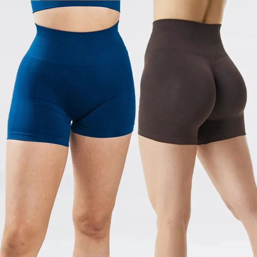 2PCS Alphalete High Waist Amplify Seamless Shorts Women Scrunch Butt Yoga Shorts Push Up Gym Shorts Athletic Booty Workout Short