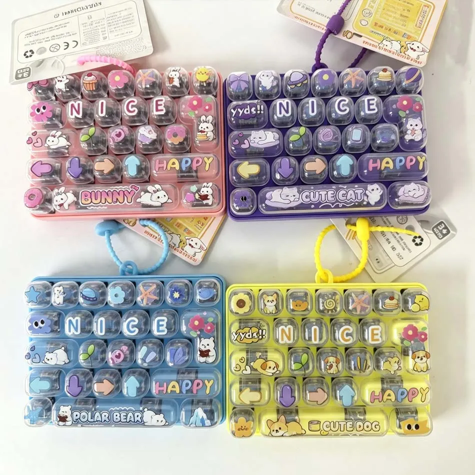 26 Grid Keyboard Keycap Clicker Anti-stress Key Cap Keychain Bag Pendant Cartoon Fidget Keyboard Keychain Charms view 6