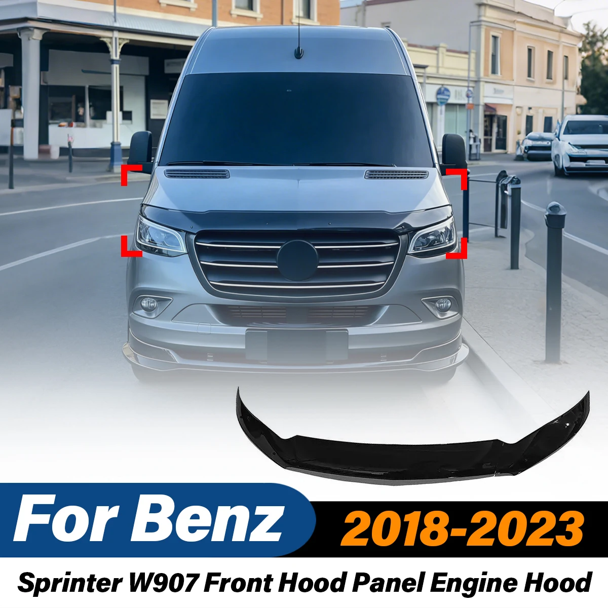 

Защитная накладка на капот (панель) для Mercedes-Benz Sprinter W907 2018-2023, ABS, обвес, защита двигателя