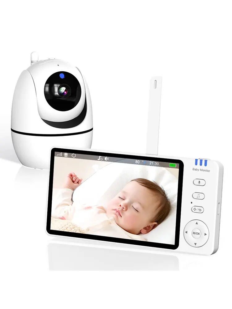 Babyphone mit Kamera 720P HD 5 Zoll LCD, 355° Schwenkbar, Nachtsicht, Zwei-Wege-Audio, VOX-Modus, 300m Reichweite Baby Monitor